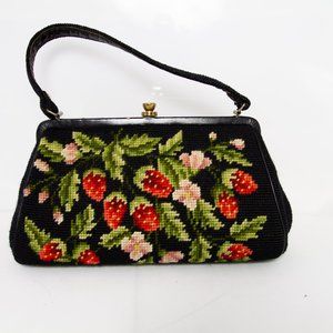 1940/50's Vintage Needlepoint bag with Strawberry